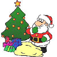 Vánoční obrázek - Santa Klaus naděluje dárky Vánoční obrázek - Santa Klaus naděluje dárky
